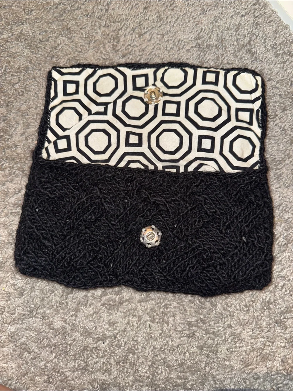 Black Knit CC clutch